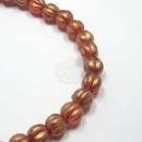 5mm Melon Round Sueded Gold-Ruby